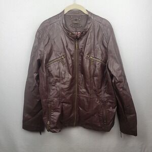 JouJou Brown Moto Biker Jacket Sz 2xl